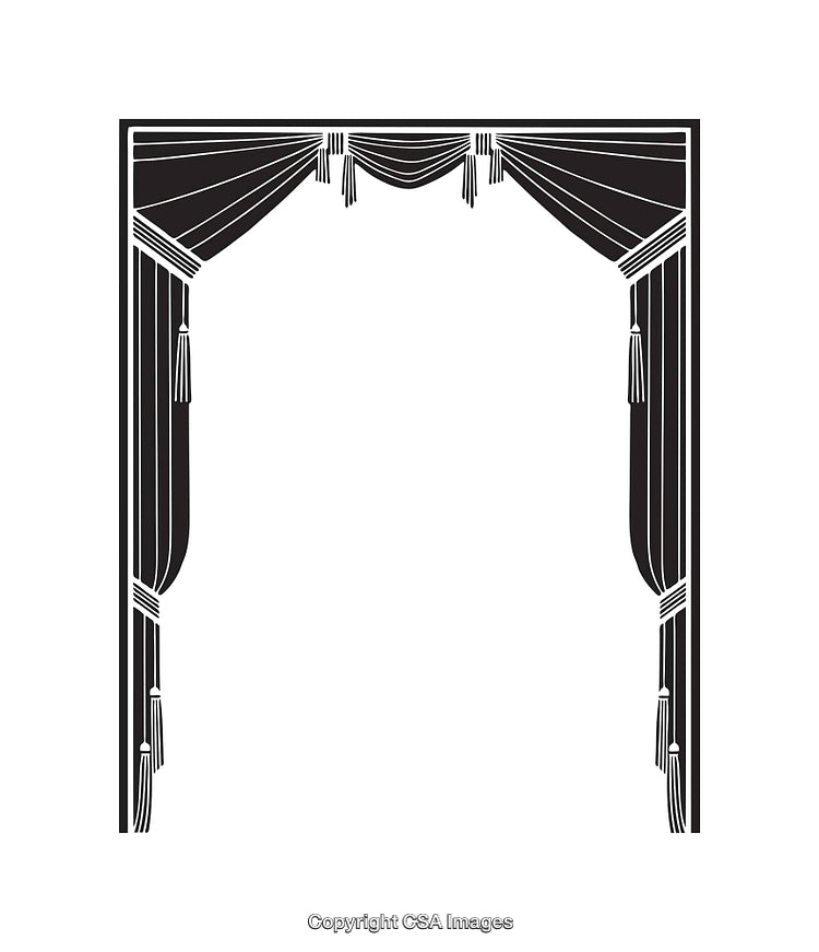 Elegant Black and White Theater Curtain Line Art Design