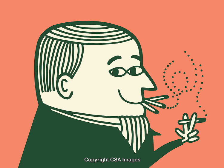 Color Line Art Illustration of a Smoking Man with Retro Design