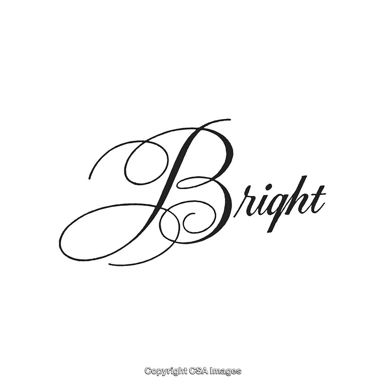 Elegant Calligraphic Text Art Featuring the Word Bright in Black Script