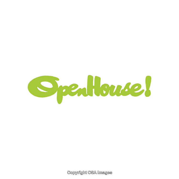 Green Logo Featuring OpenHouse Exclamation Text on White Background