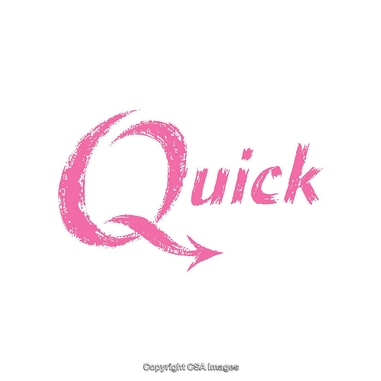 Pink Brush Script Displaying the Word 'Quick' with a Creative Arrow Effect
