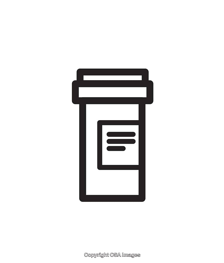 Simple Black and White Prescription Bottle Icon Illustration