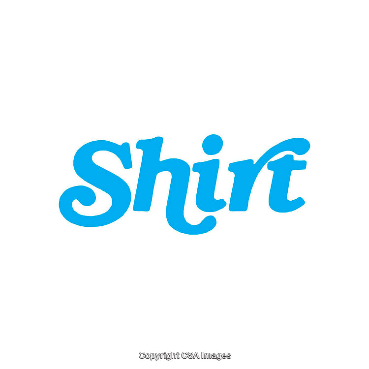 Simple Blue Text Design Displaying the Word Shirt on White Background