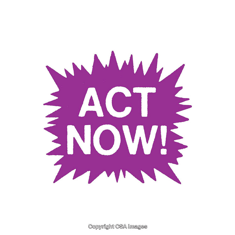 Purple Call to Action Graphic with 'Act Now' Text in Bold Font