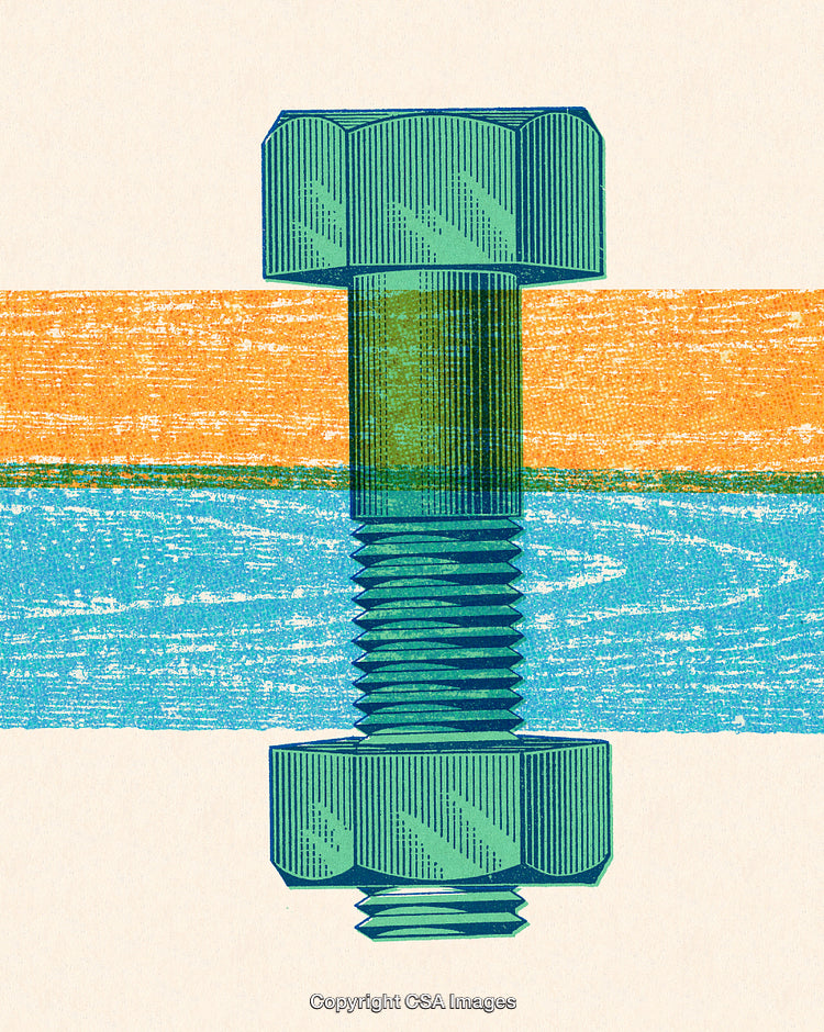 Detailed Graphic Design of a Bolt with Textured Colorful Background