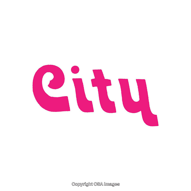 Creative Bold Pink Font Design with the Word 'City' Over White Background