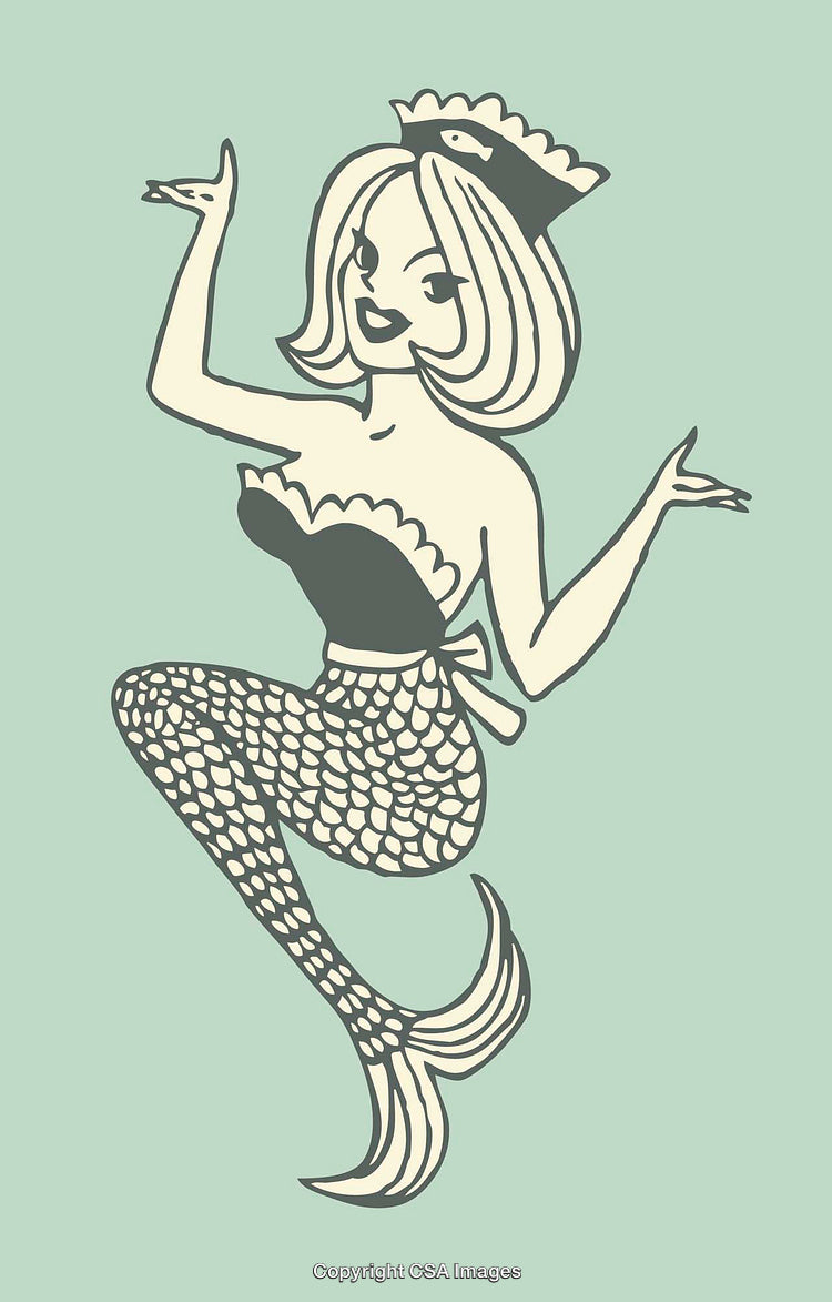 Retro Styled Mermaid Illustration with Fun and Playful Vibe