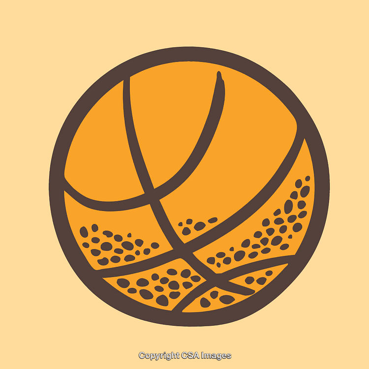 Stylized Line Art Illustration of Basketball on Soft Pastel Background