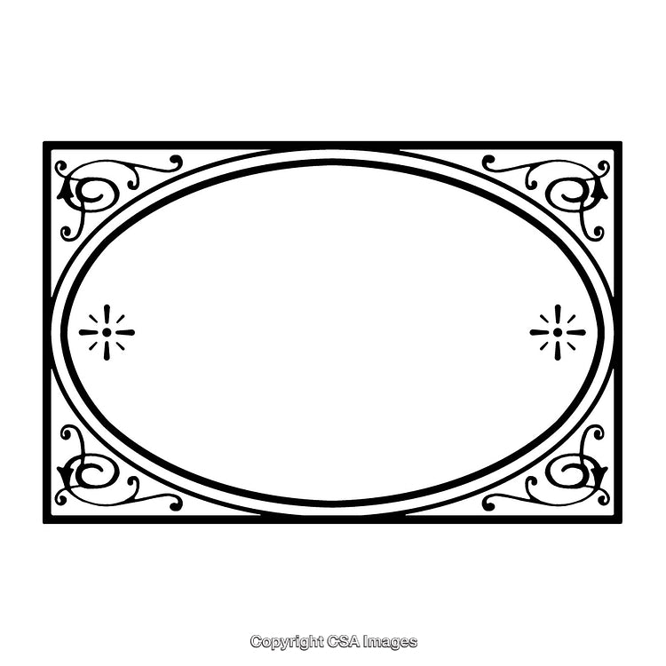 Elegant Black Flourish Decorative Border With Oval Center Design