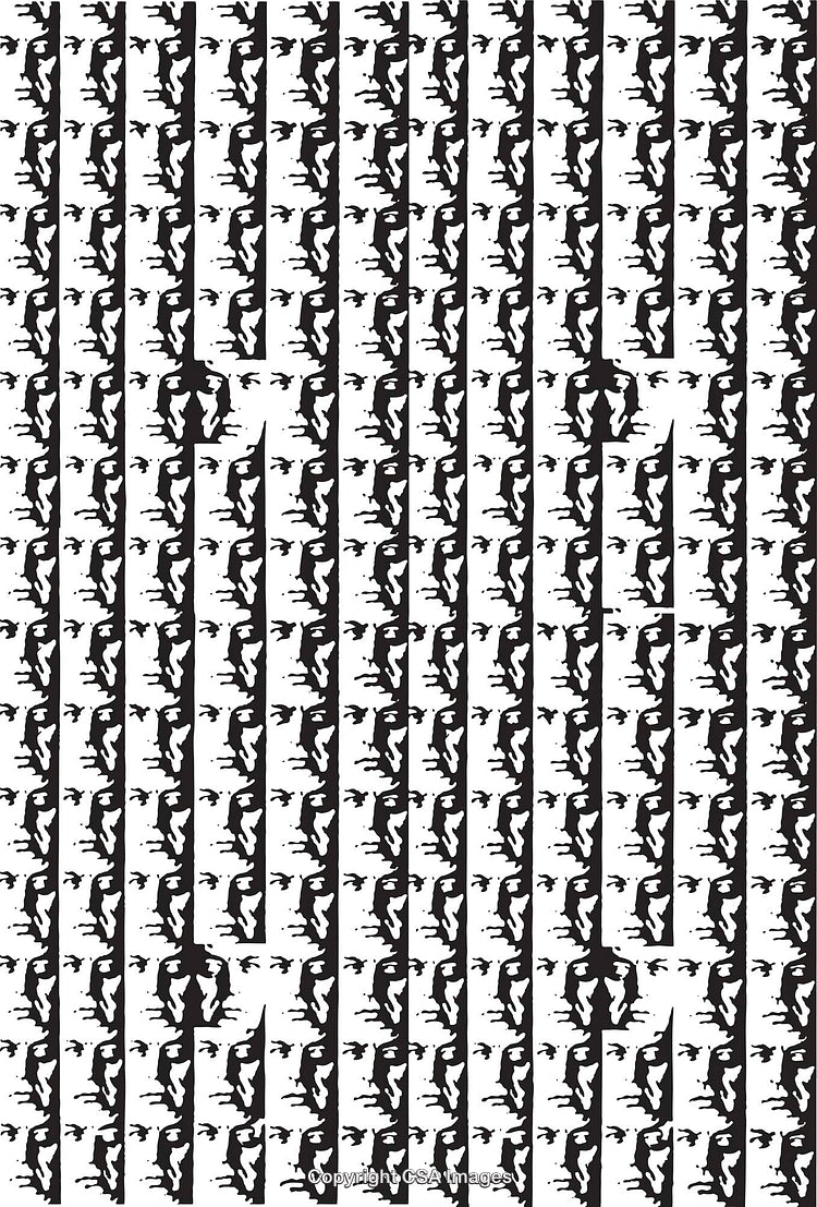 Abstract Black and White Repeating Pattern Design on Light Background