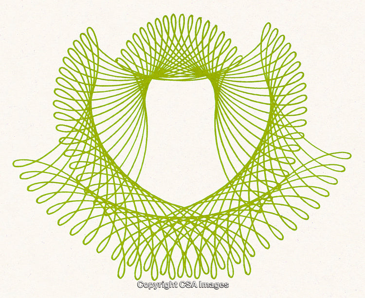 Green Spirograph Design on Light Background Delicate Abstract Geometric Pattern