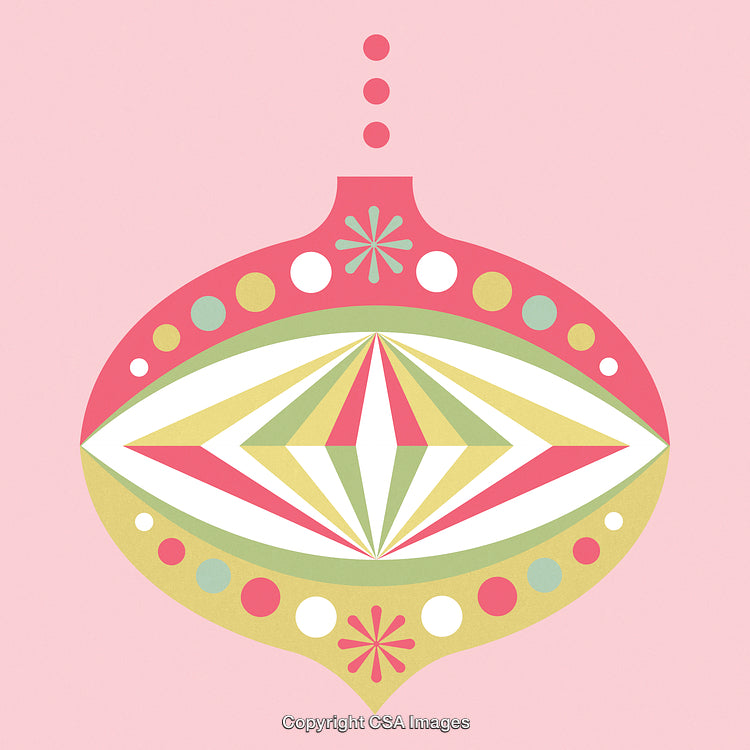 Colorful Vintage Ornament Design with Geometric Shapes on Pastel Background