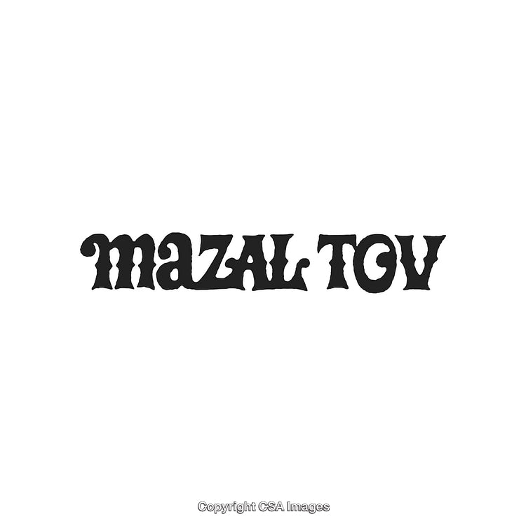 Mazal Tov Typography On White Background Celebrating Good Luck And Congratulations