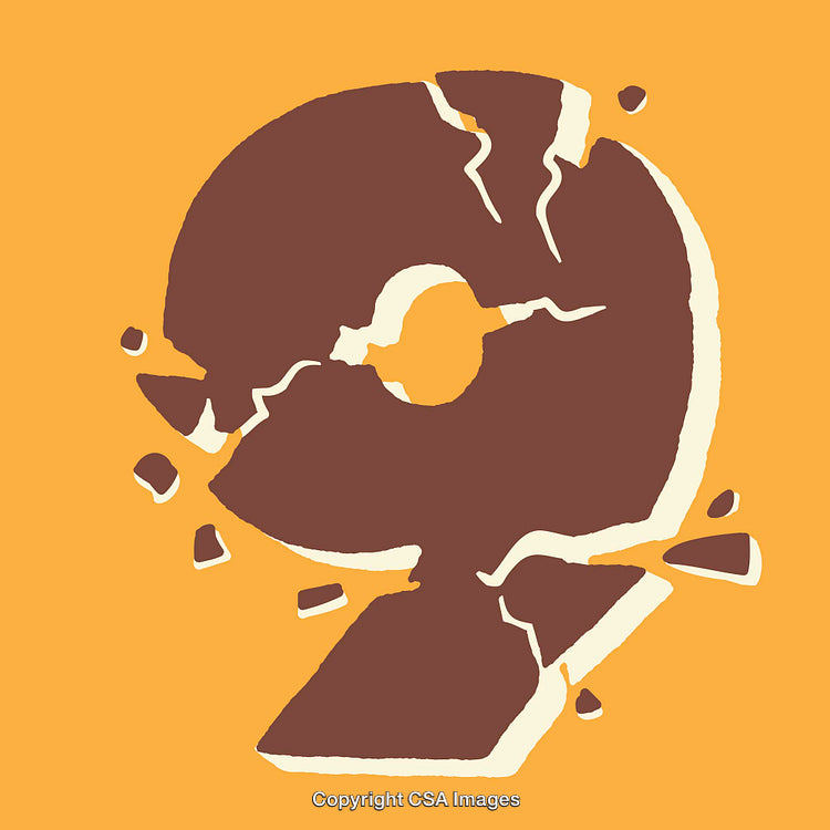 Abstract Illustration of Cracked Number Nine on Vibrant Orange Background
