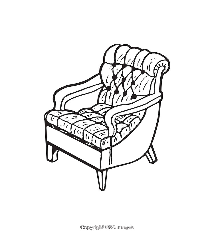 Detailed Line Art Illustration of a Classic Vintage Armchair