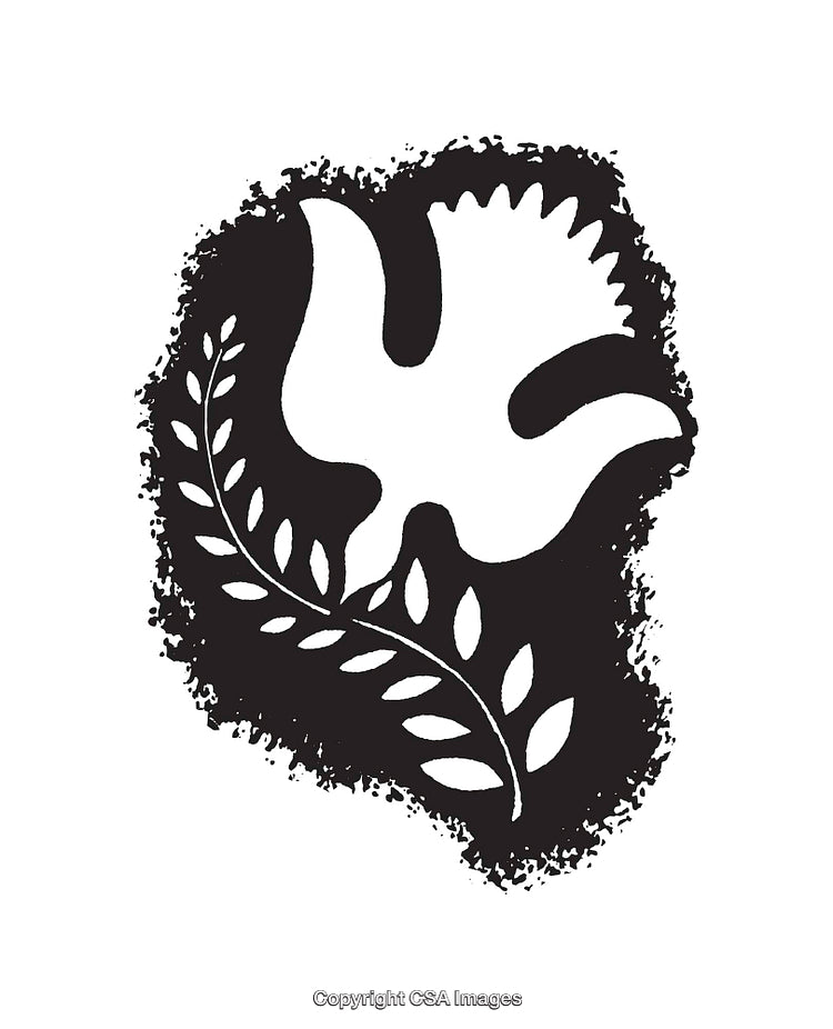 Peaceful Dove Illustration Holding an Olive Branch in Simplistic Style