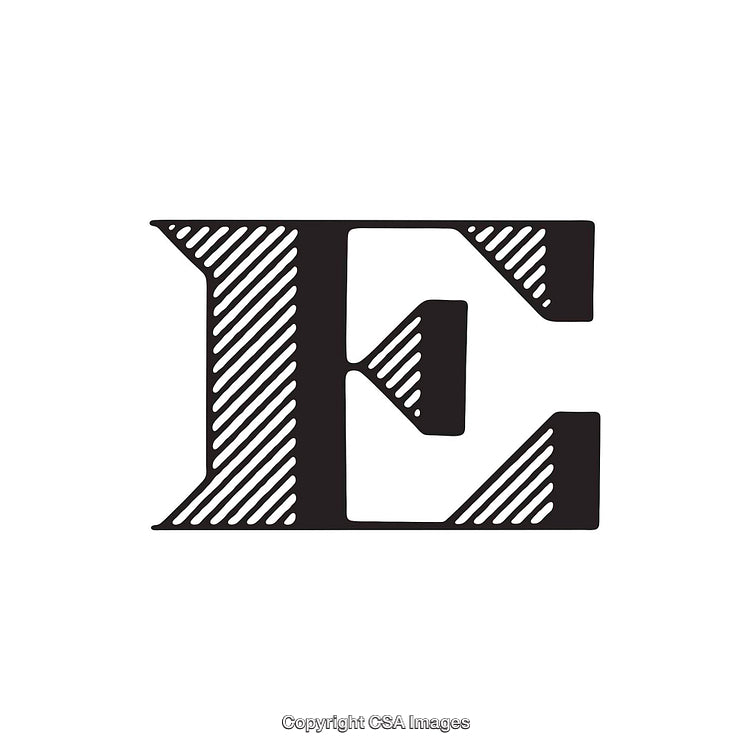 Illustration of the Letter E in a Bold Vintage Style Design