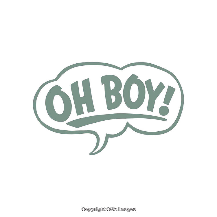 Comic Style Speech Bubble Saying 'Oh Boy' in Green Text on White Background