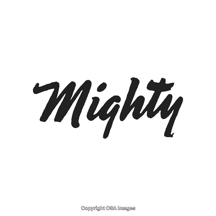 Inspirational Typography with the Word 'Mighty' in Bold Script Font