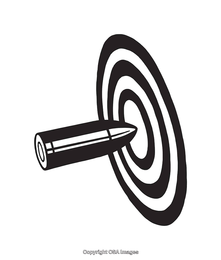 Black and White Illustration of Bullet and Target Concept