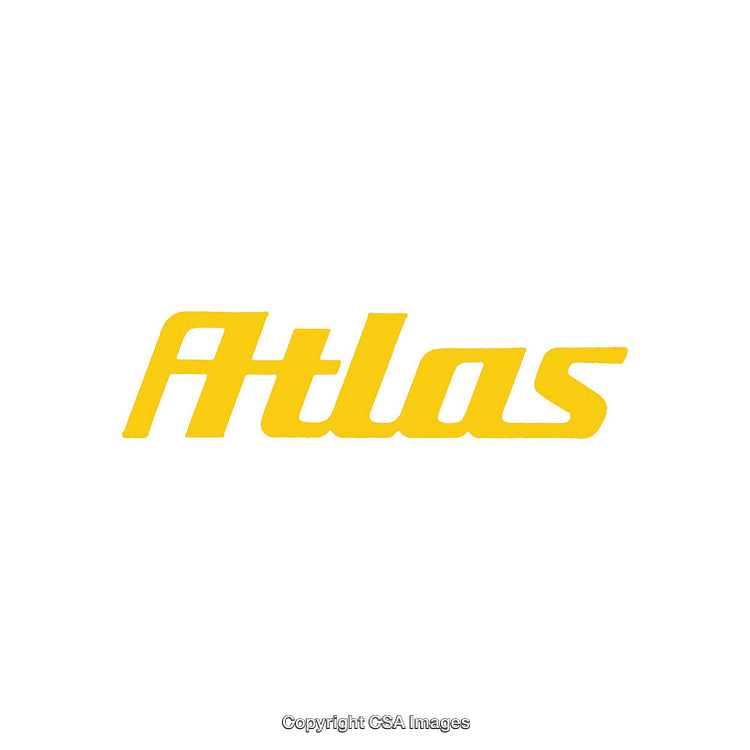 Yellow Atlas Text on a White Background Symbolizing Branding