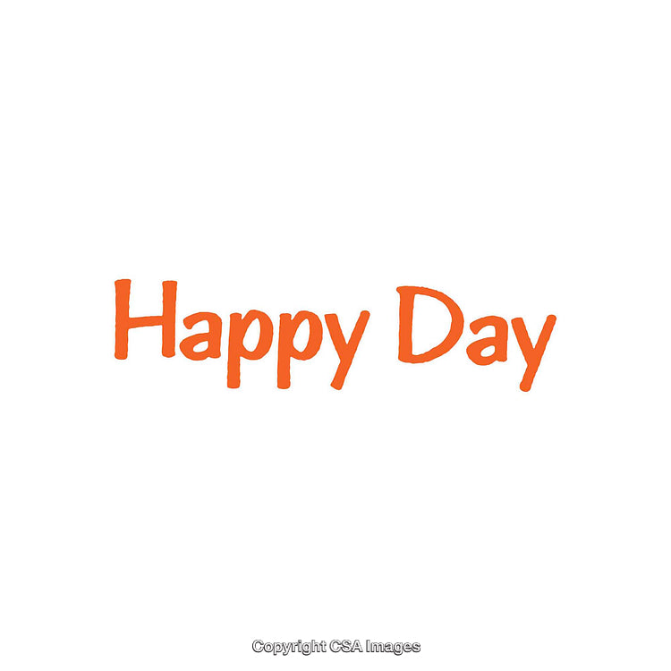 Bright Orange 'Happy Day' Text on a Plain White Background