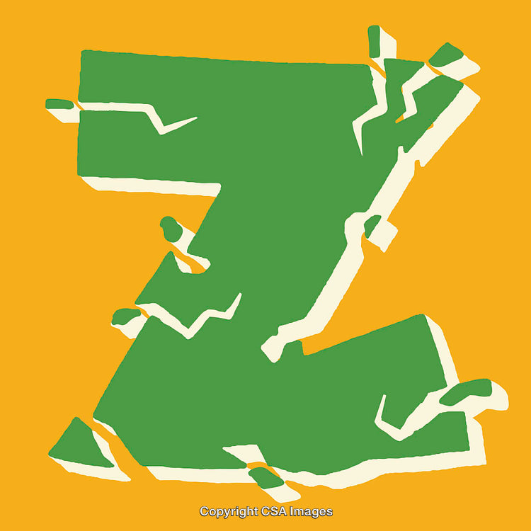 Abstract Artistic Depiction of the Letter Z in Bold Green and Yellow Colors