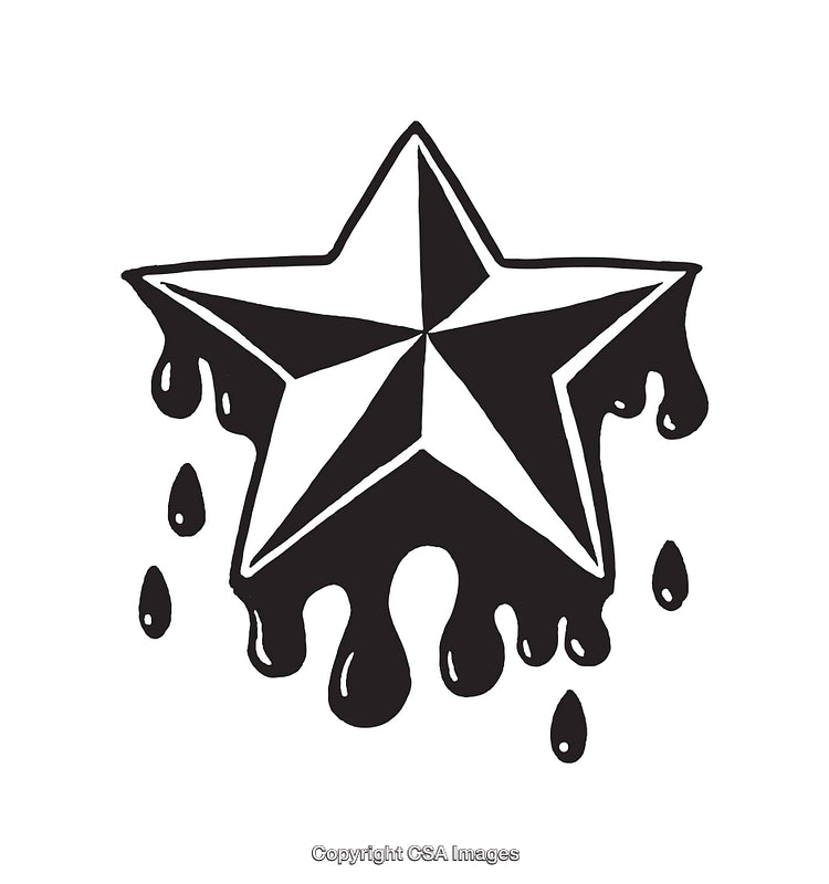 Black and White Dripping Star Line Art Illustration