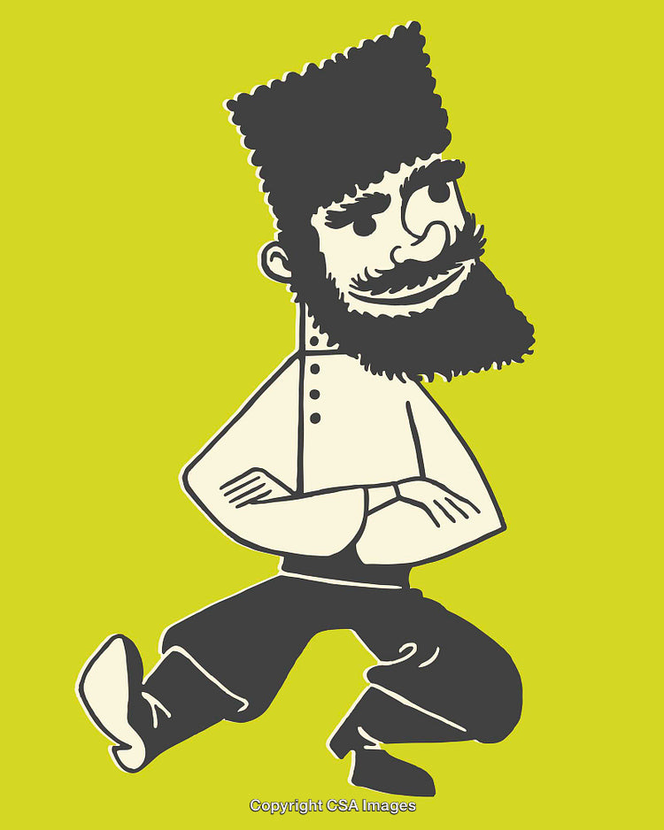 Traditional Styled Illustration of a Bearded Man in Cultural Attire