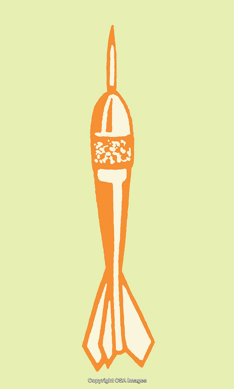 Colorful Line Art of a Rocket with Simplistic Style Design