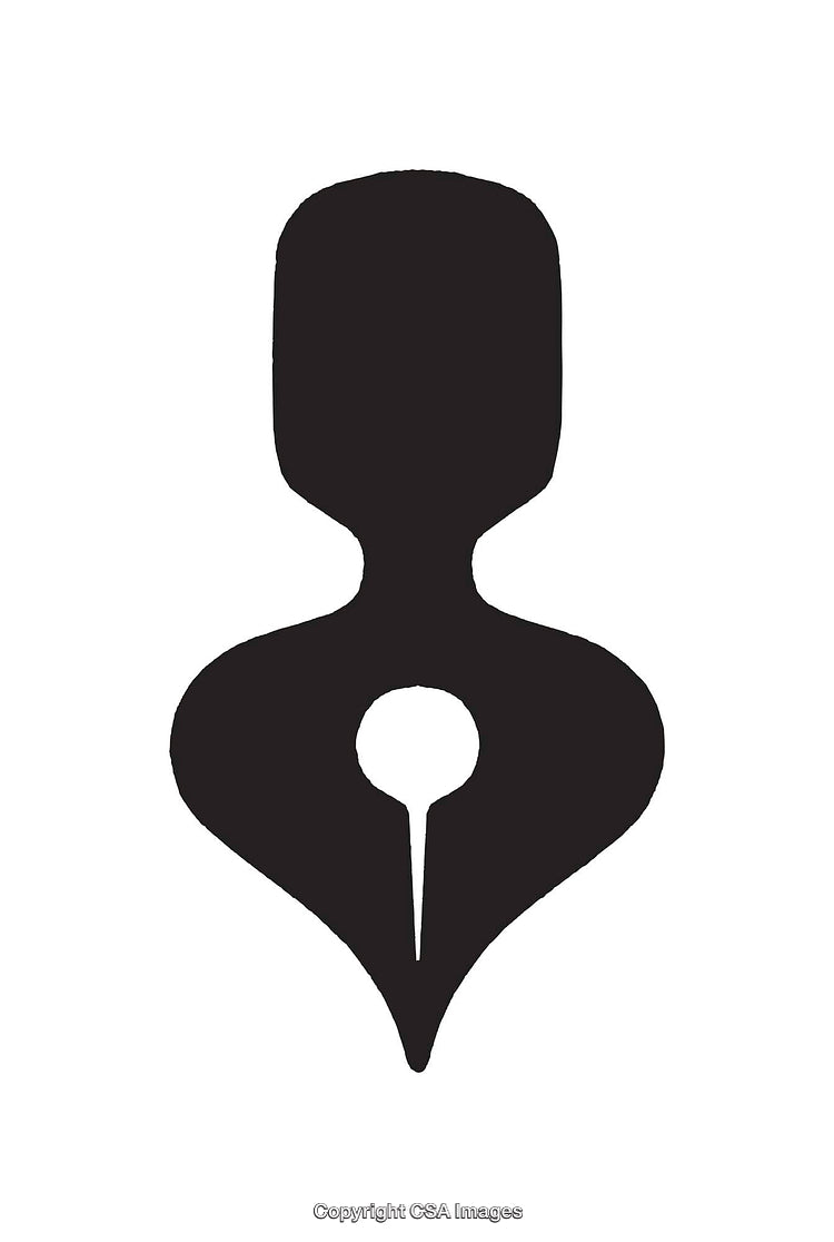 Minimalist Icon of Fountain Pen and Silhouette in Black and White
