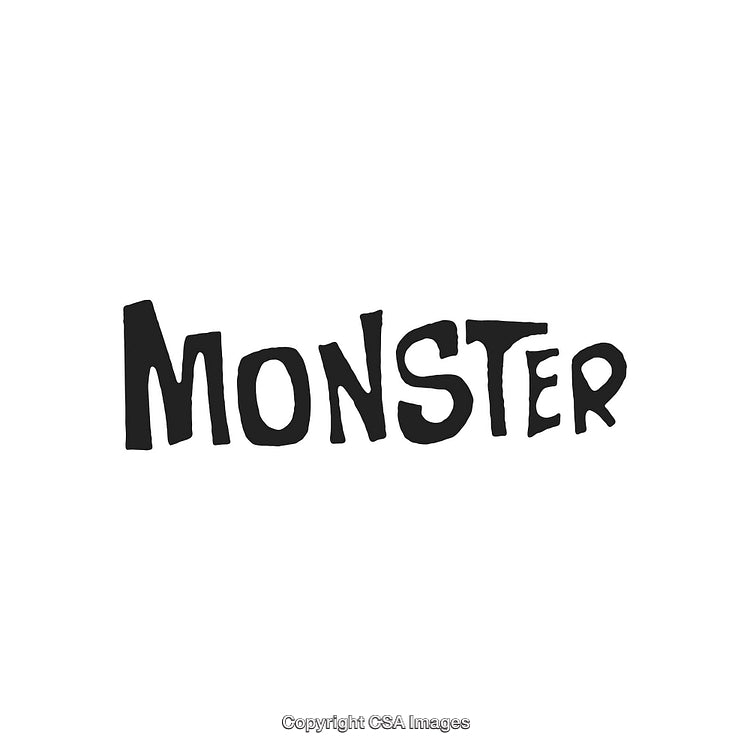 Handwritten Monster Text in Bold Black Letters on a White Background