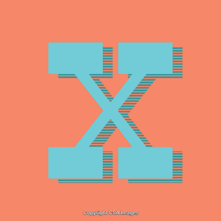 Minimalist Graphic Typography of the Letter X on Coral Background