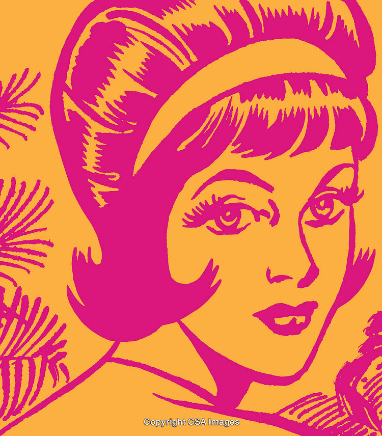Vibrant Pop Art Portrait of a Woman in Pink and Yellow Tones