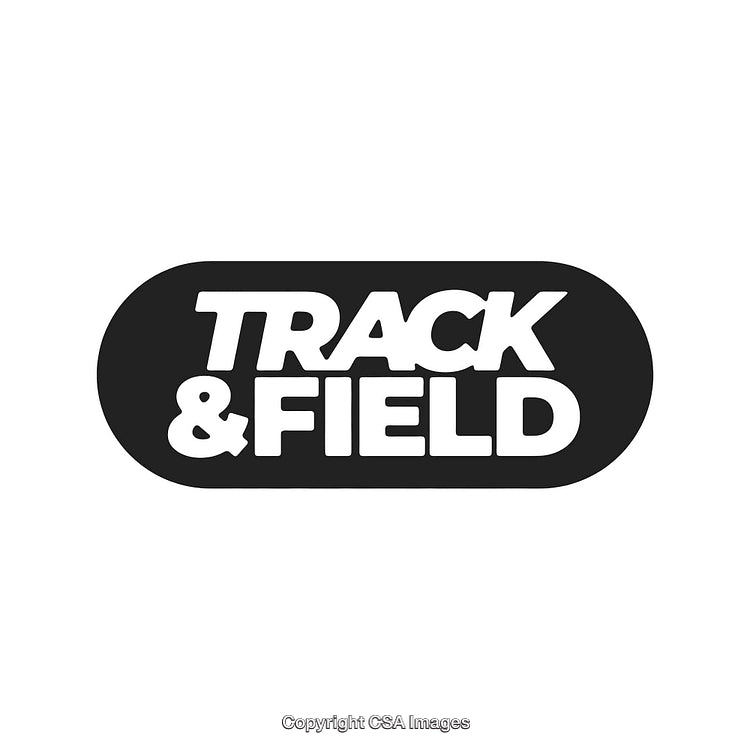 Bold Track and Field Logo Featuring Black and White Oval Design