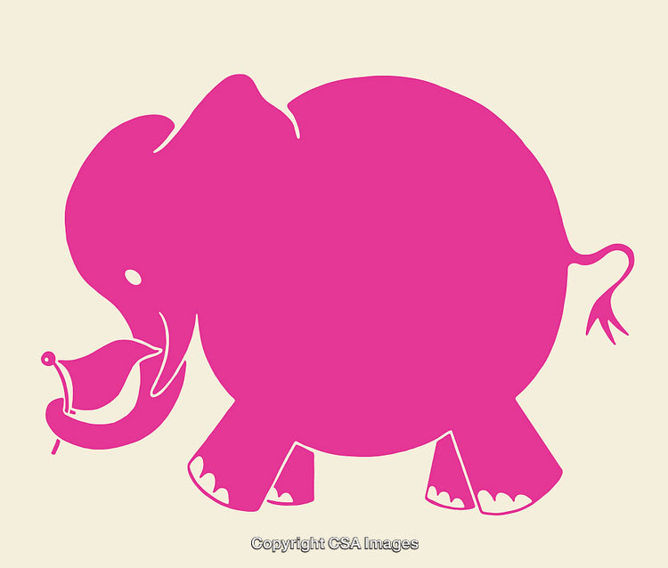 Pink Elephant Illustration with Abstract and Playful Design Elements