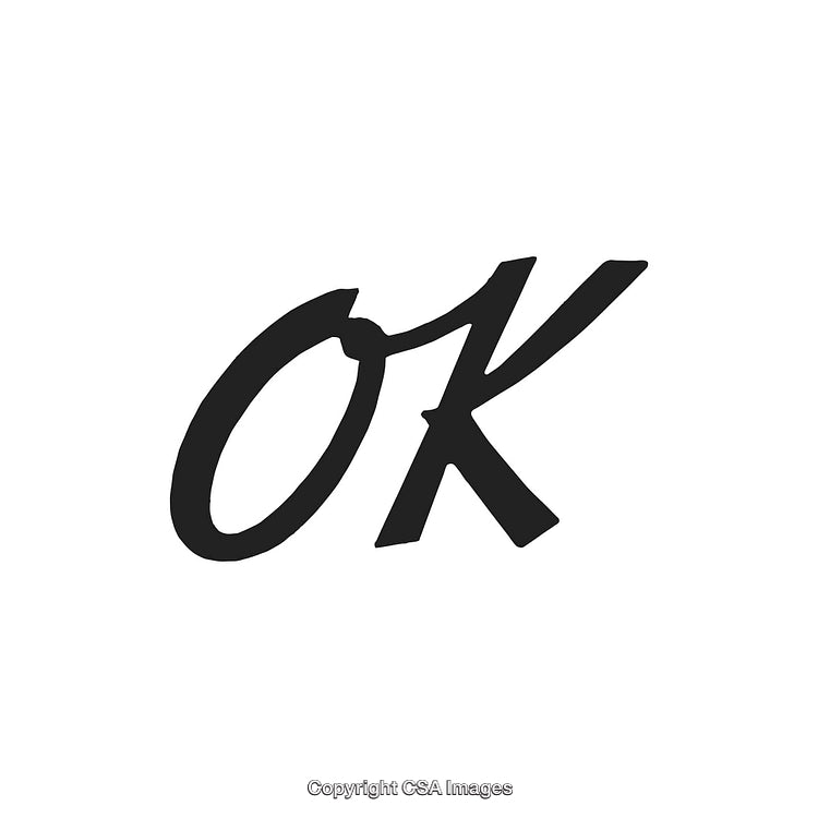 Bold Black Typography of Okay Sign on White Background