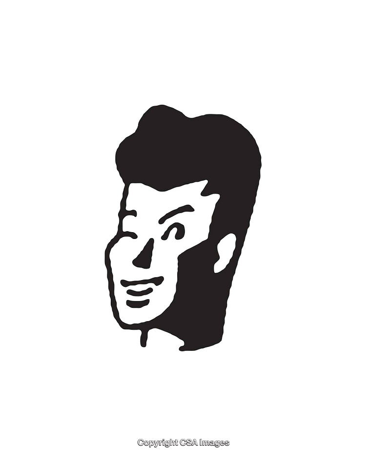 Minimalist Black And White Winking Happy Portrait Line Drawing