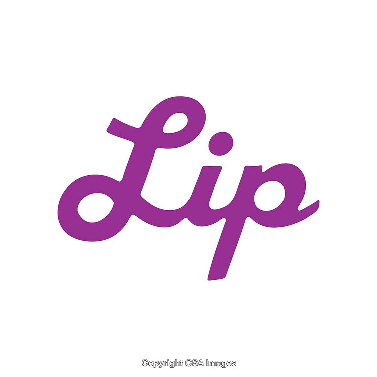 Purple Script Font Styled 'Lip' Text on White Background