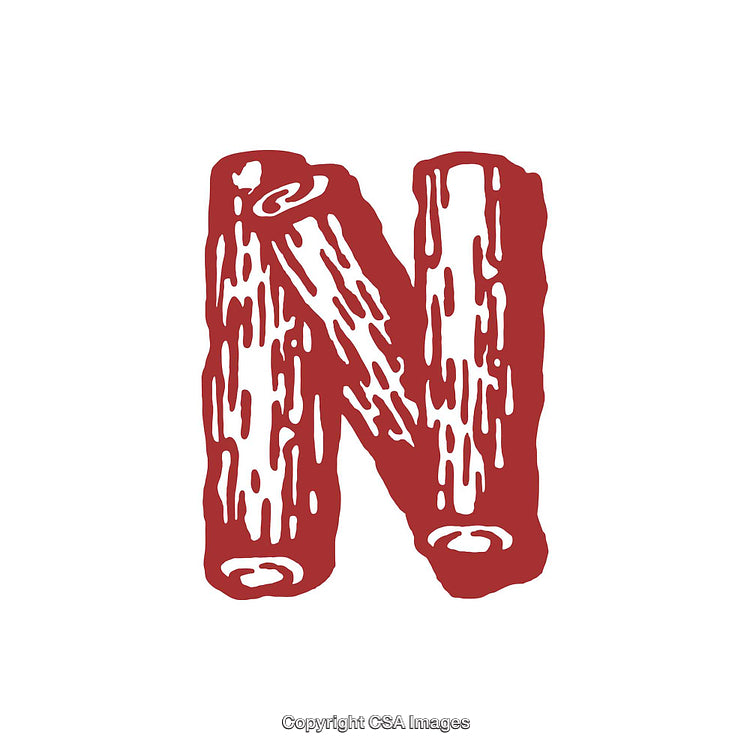Creative Wood-Styled Letter N Typography Design with Rustic Texture