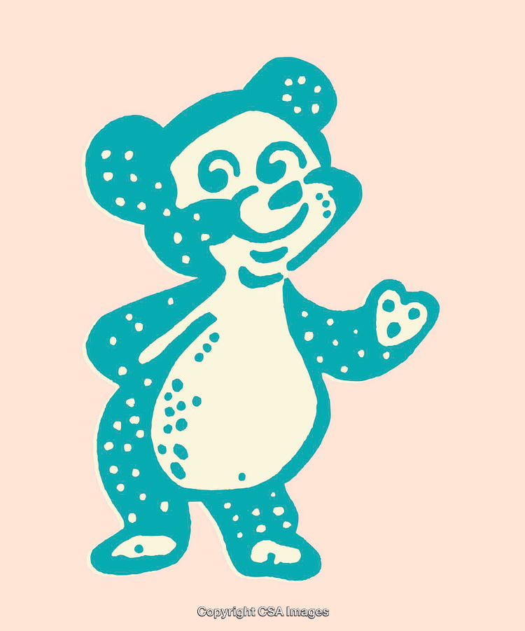 Playful Cartoon Bear Drawing with Vibrant Colors and Cheerful Expression