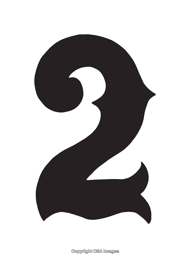 Decorative Number Two in Bold Black Illustrated Style