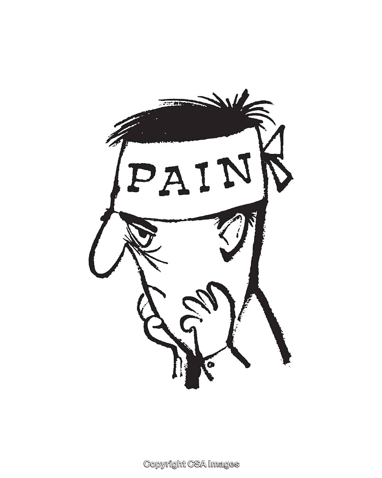 Black and White Line Art of a Person Expressing Pain