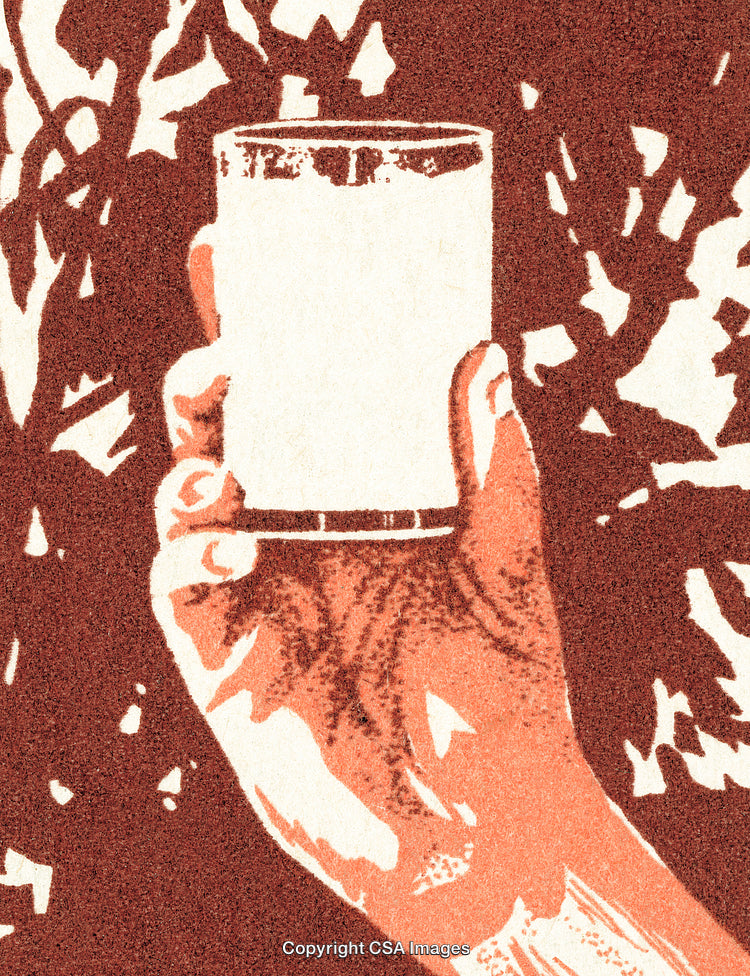 Artistic Depiction of Hand Holding a Glass of Milk with Abstract Background