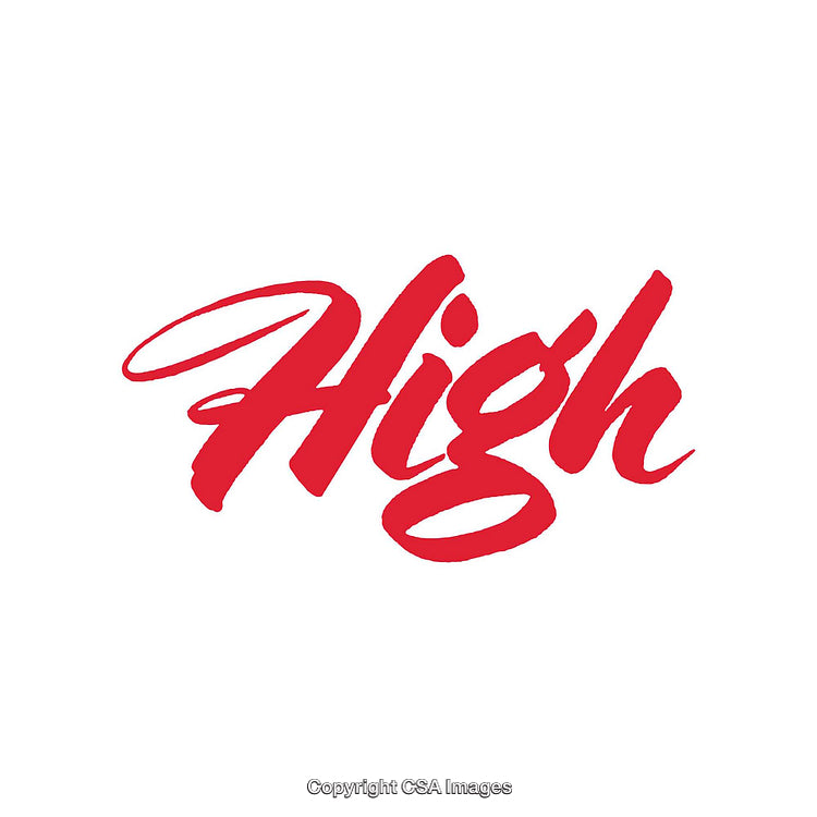 Stylish Red Script 'High' Calligraphy Word on White Background