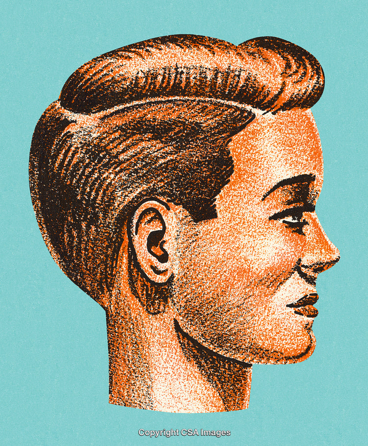 Vintage Illustration of a Male Profile with Retro Artistic Style