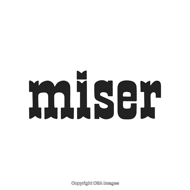Typography Representation of the Word 'Miser' in Bold Black Font
