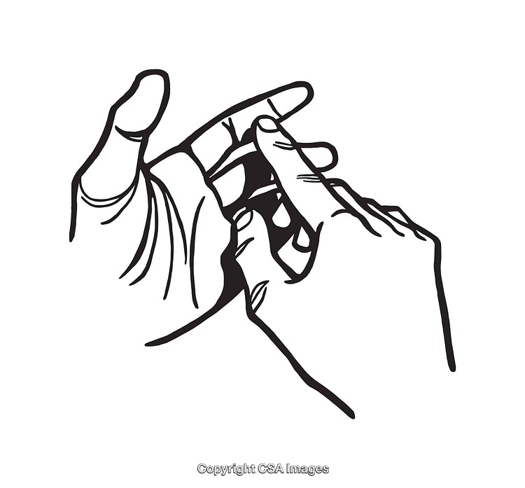 Illustration of Hands in a Gesture in Black and White Line Art