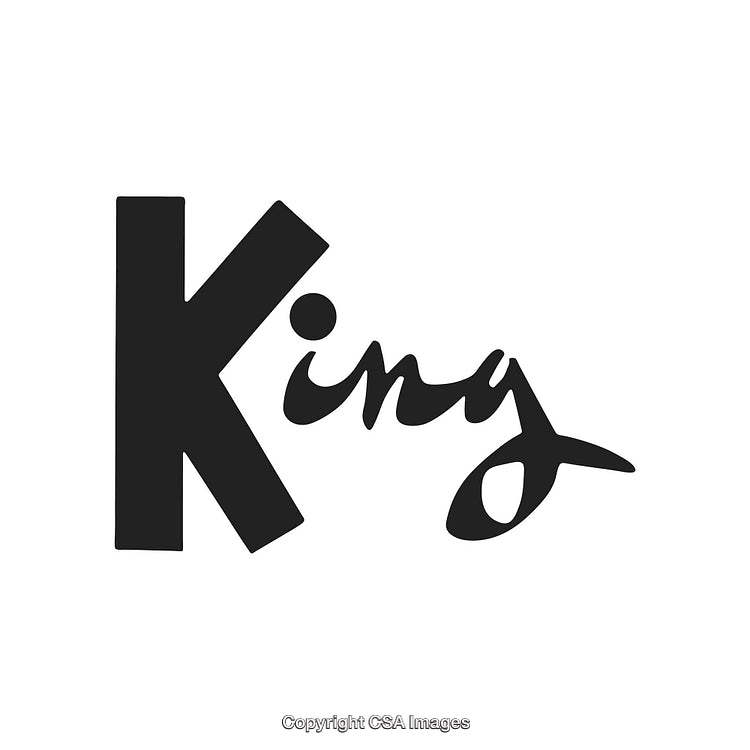 Stylized King Inscription with Bold Typography and Elegant Cursive Design
