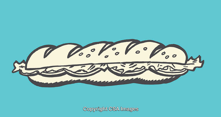 Hand-Drawn Illustration of a Sandwich on Blue Background